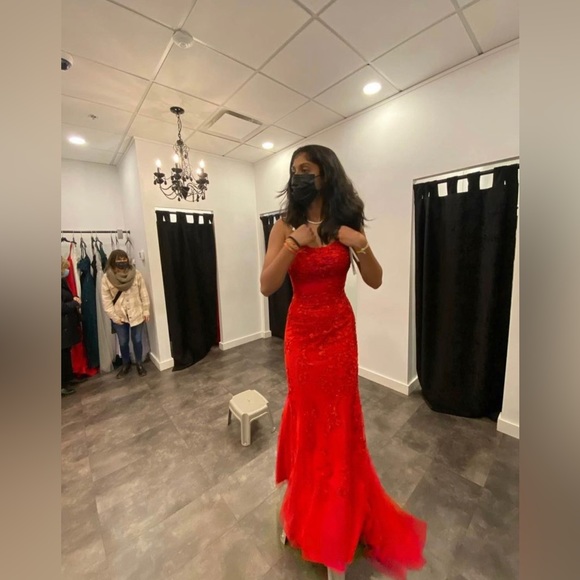 Sherri Hill Red Prom Dress - Picture 3 of 6